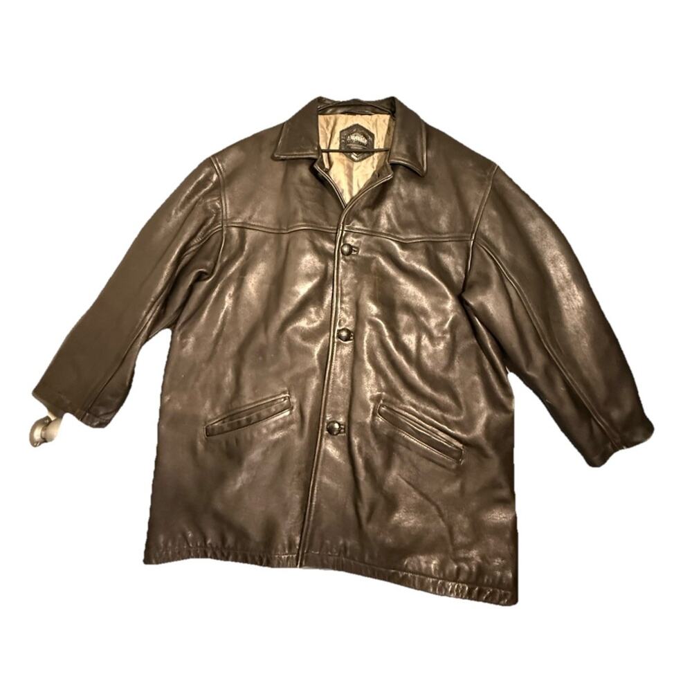 American Base Black Leather Motorcycle Stylish Jacket Coat XXL 2XL